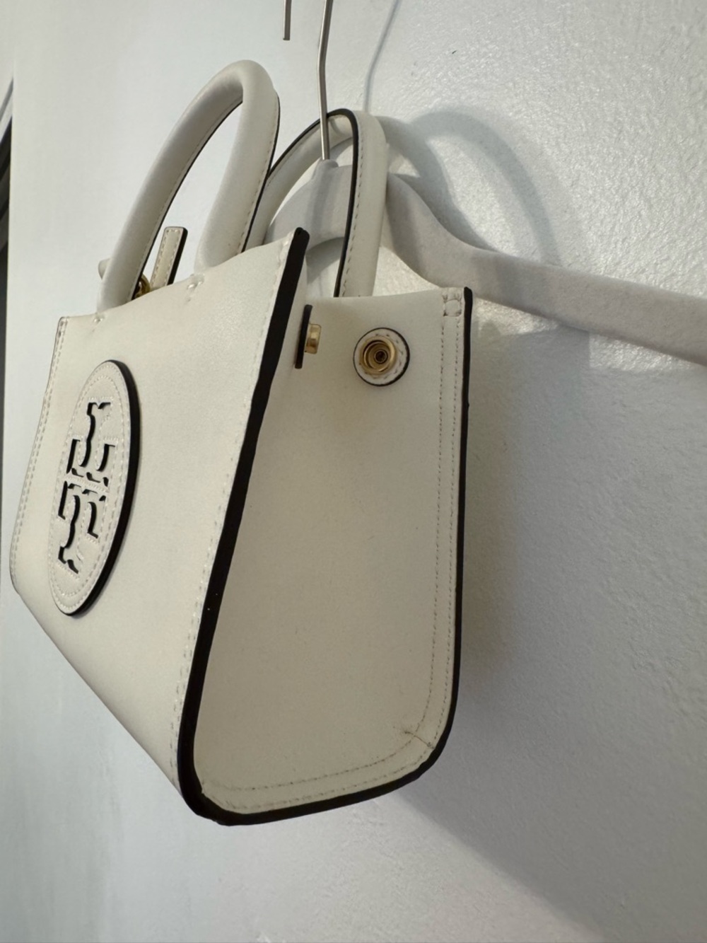 Tory Burch Cream Leather Ella Mini Tote with Logo Medallion - Picture 3 of 7